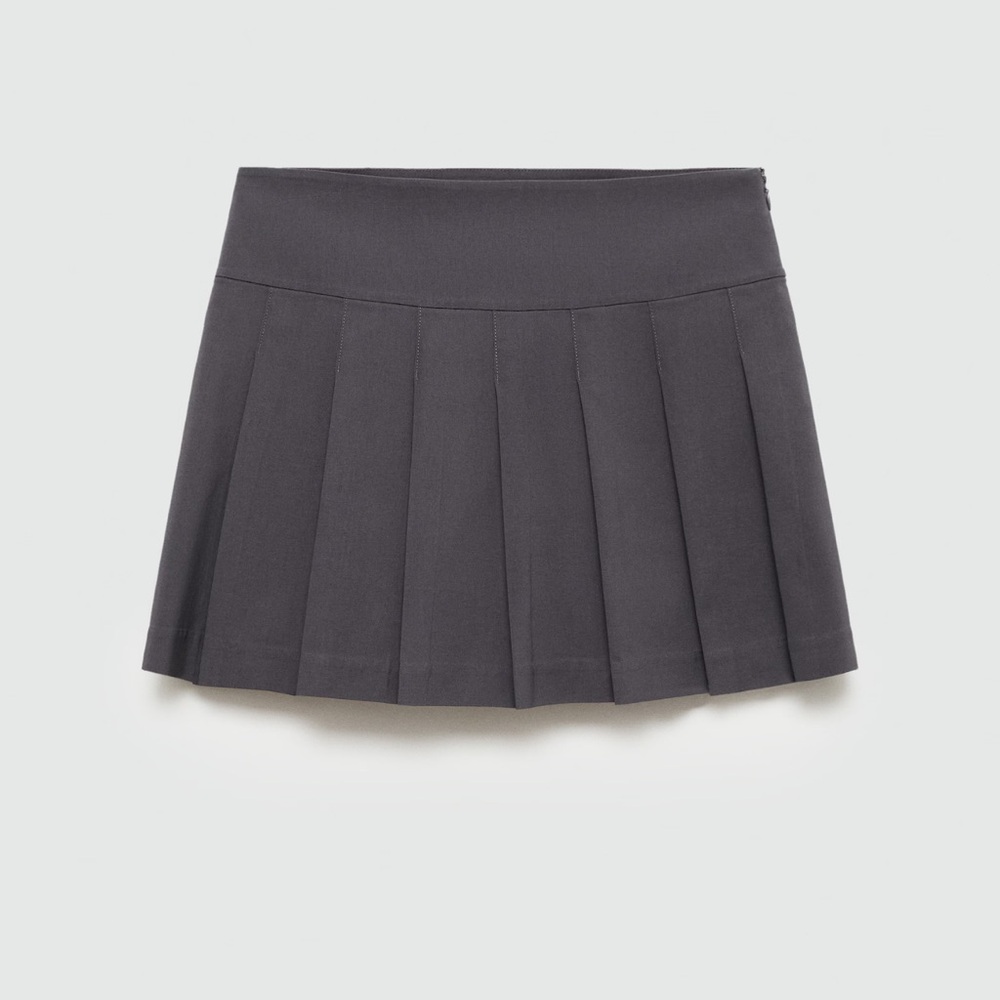 Mango Dark Gray Pleated Skater Skirt